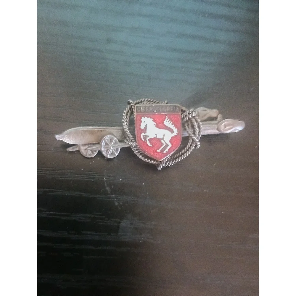 Vtg Silver Enamel Oberstdorf Skiing Pin W Germany 10th Special Forces Style Tro